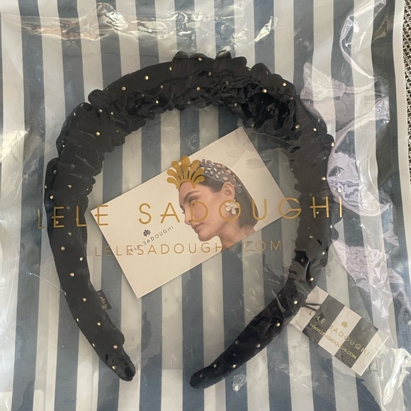 Lele Sadoughi Jet Dot Velvet Kelly Headband